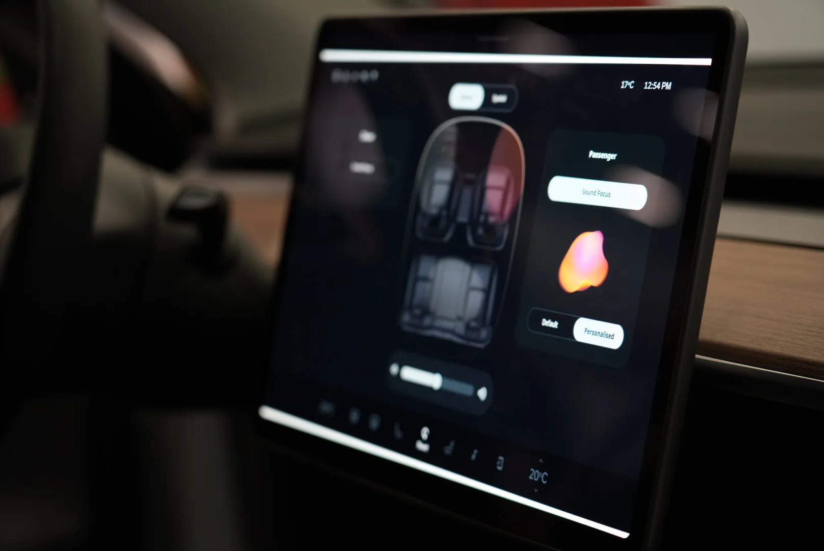 Close-up of the interface — Passenger Sound Focus with the personalised sound visualisation