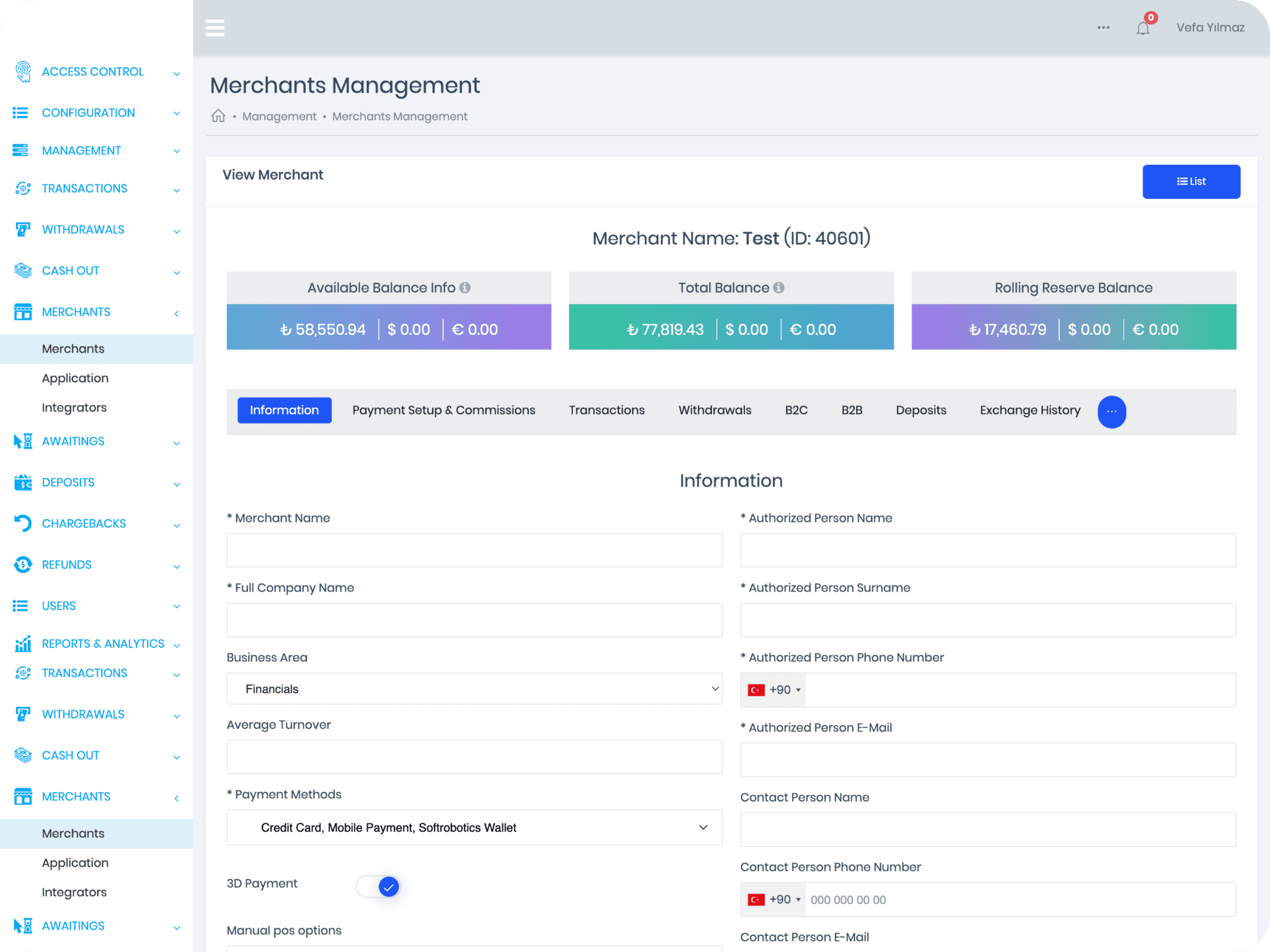 Detail dashboard before the redesign