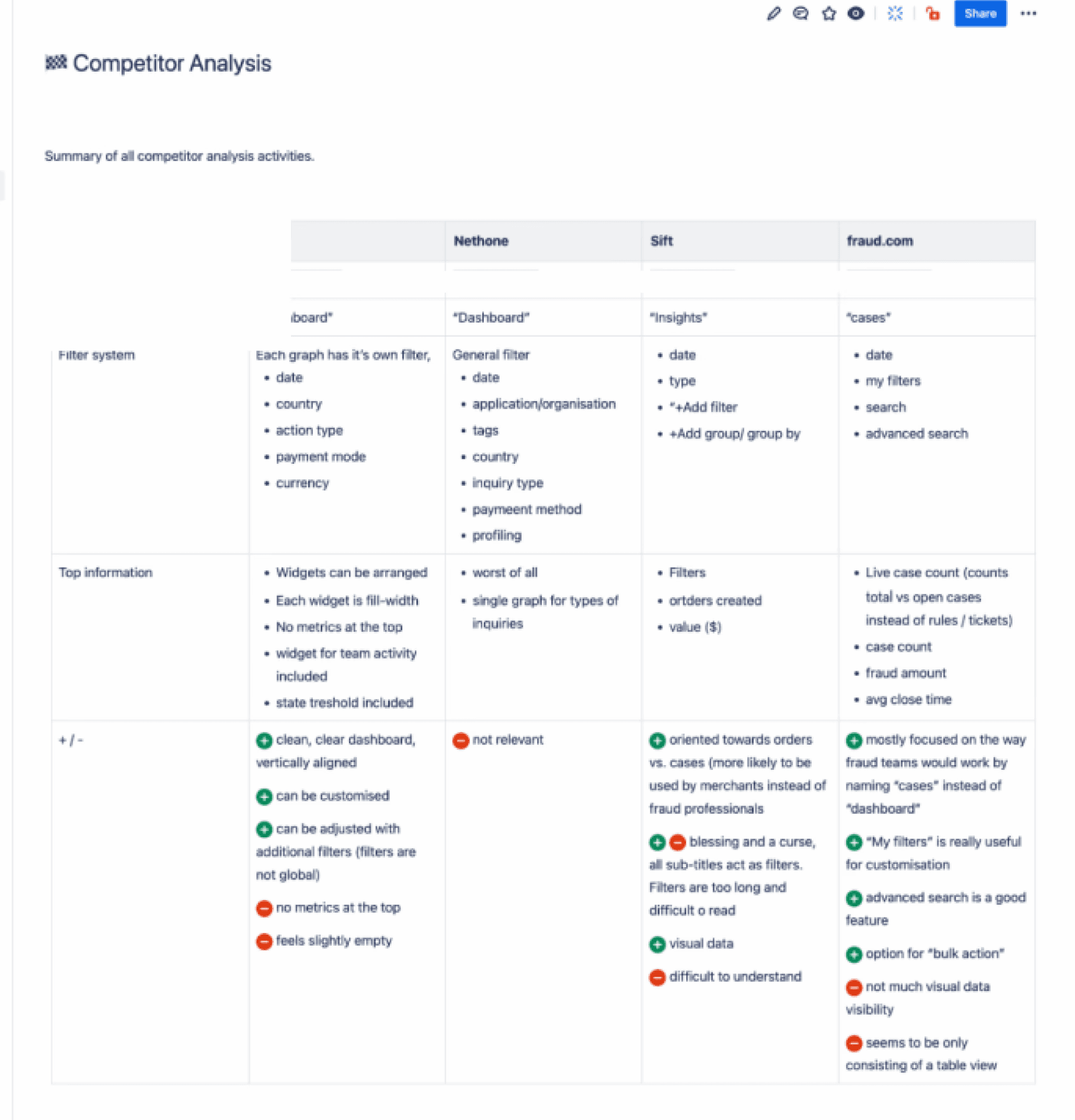 Benchmark report summarising flows with pros and cons