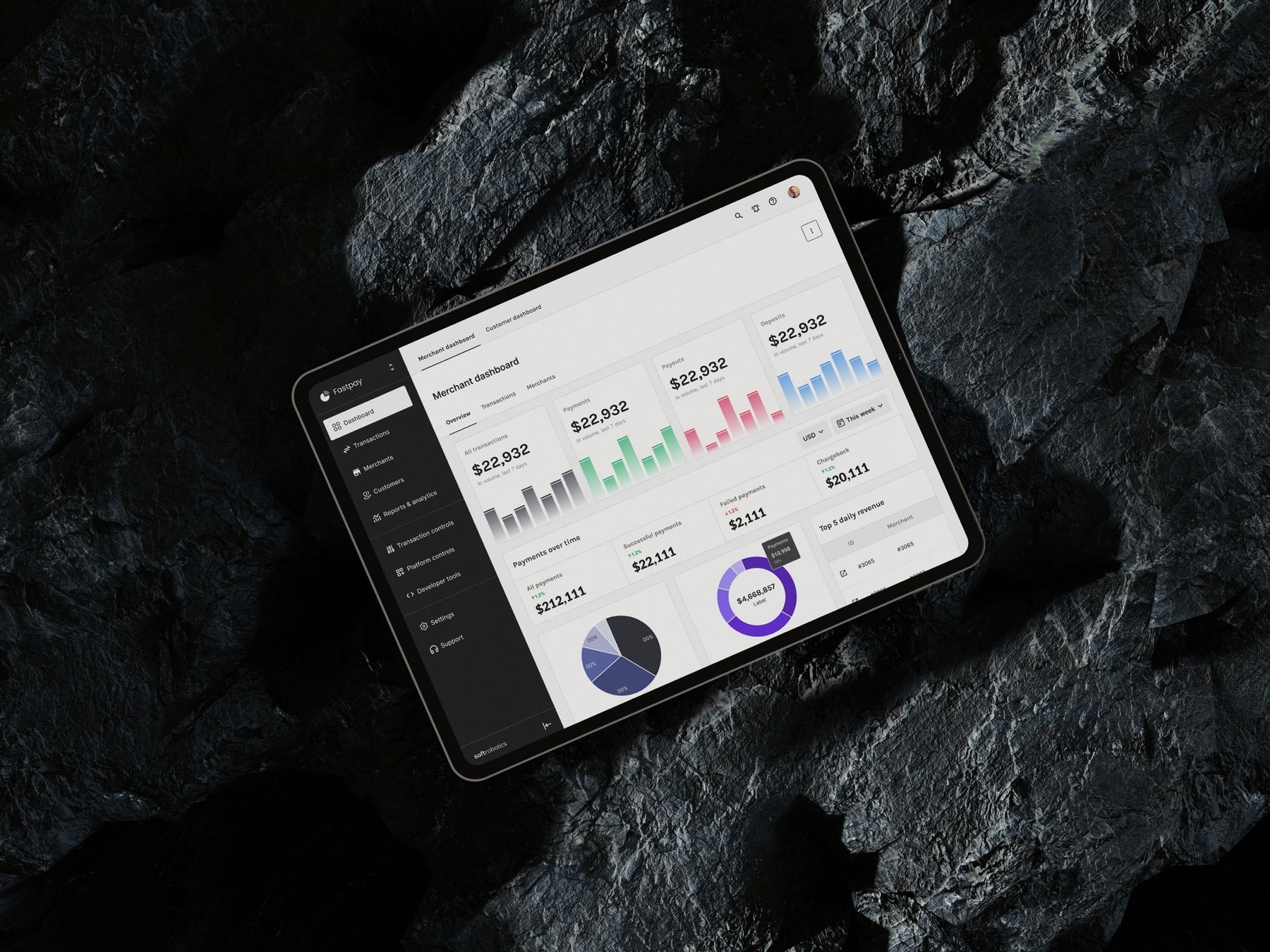 The redesigned payment gateway platform — dashboard screens overview